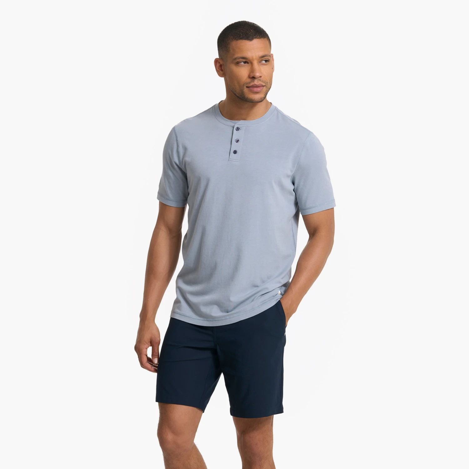 Short Sleeve Ever Henley | Light Cloud - Image 2