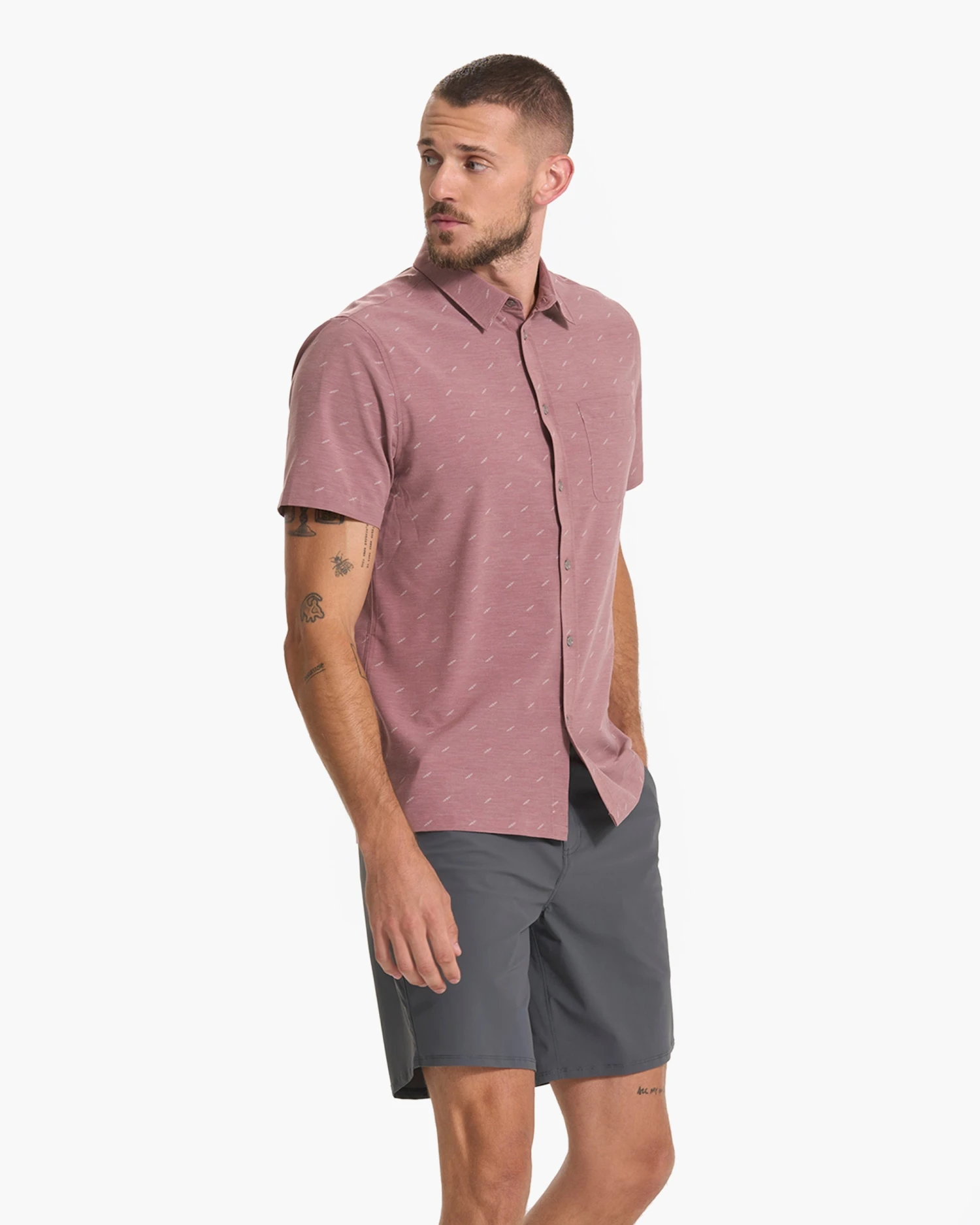 Short Sleeve Bridge Button Down | Light Terracotta Dagger - Image 4