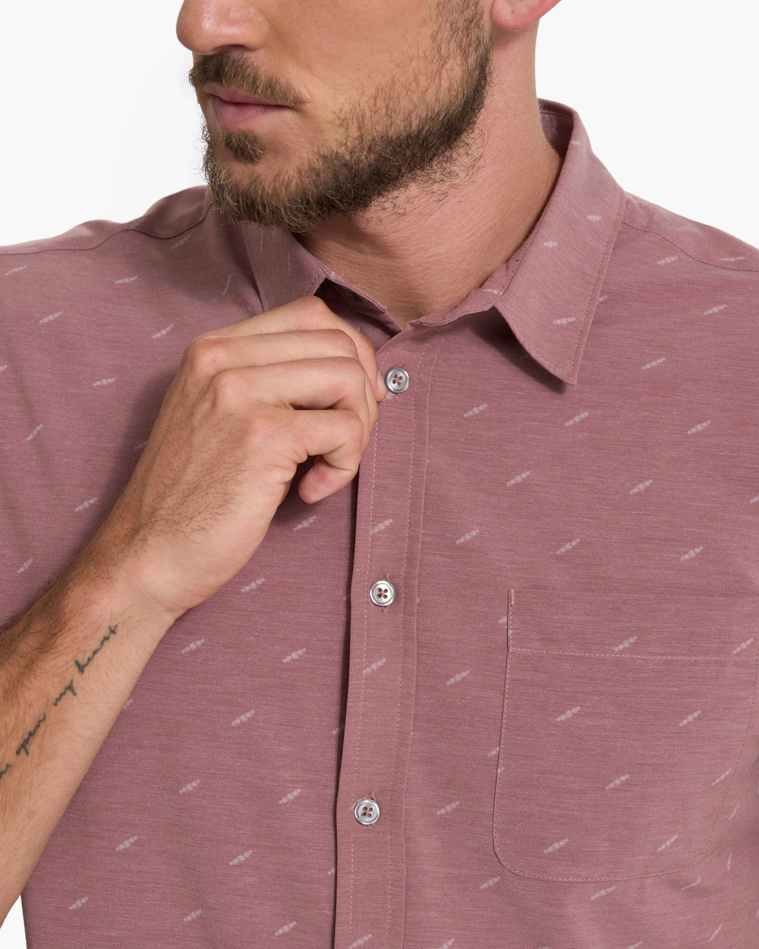 Short Sleeve Bridge Button Down | Light Terracotta Dagger - Image 3