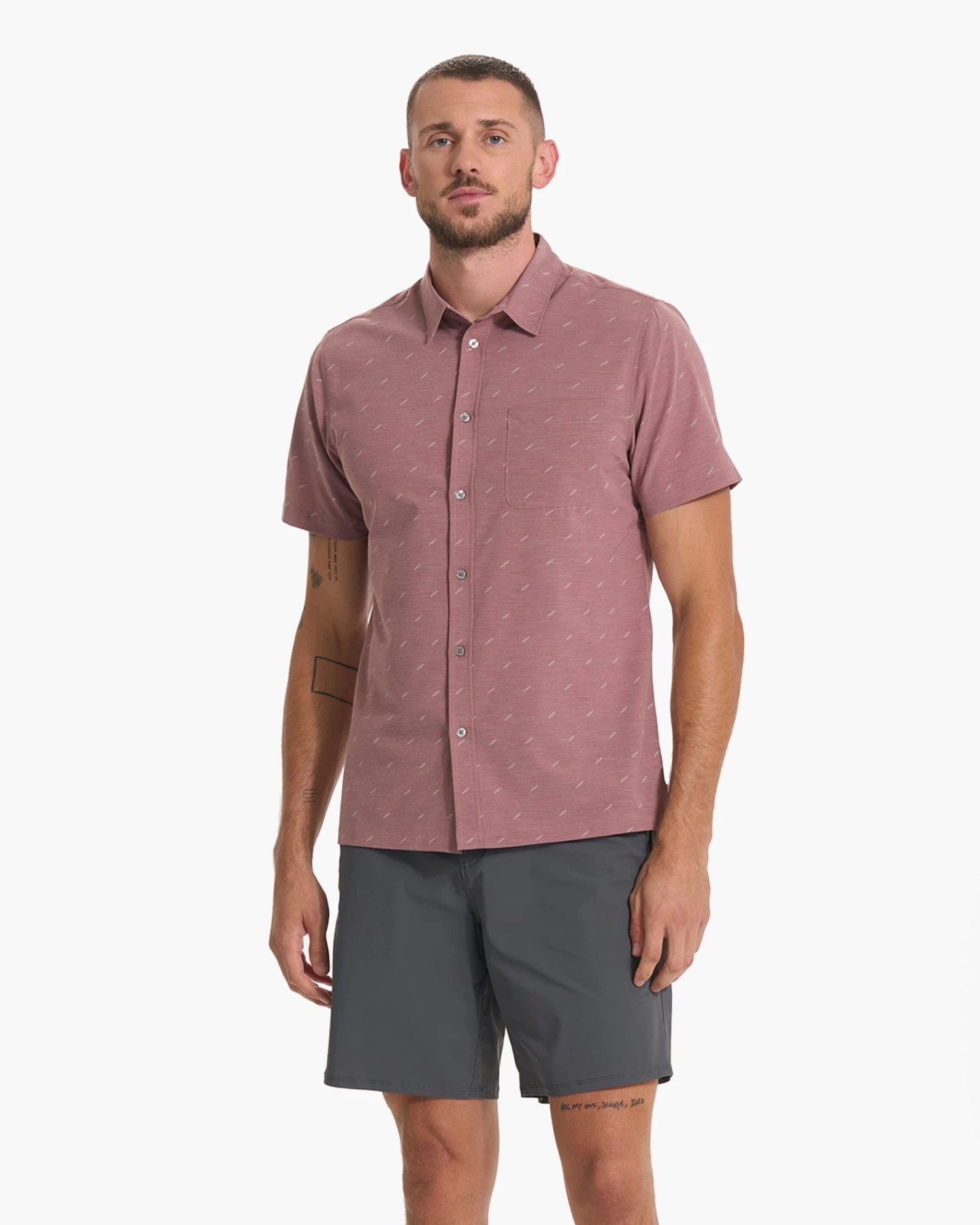 Short Sleeve Bridge Button Down | Light Terracotta Dagger - Image 2