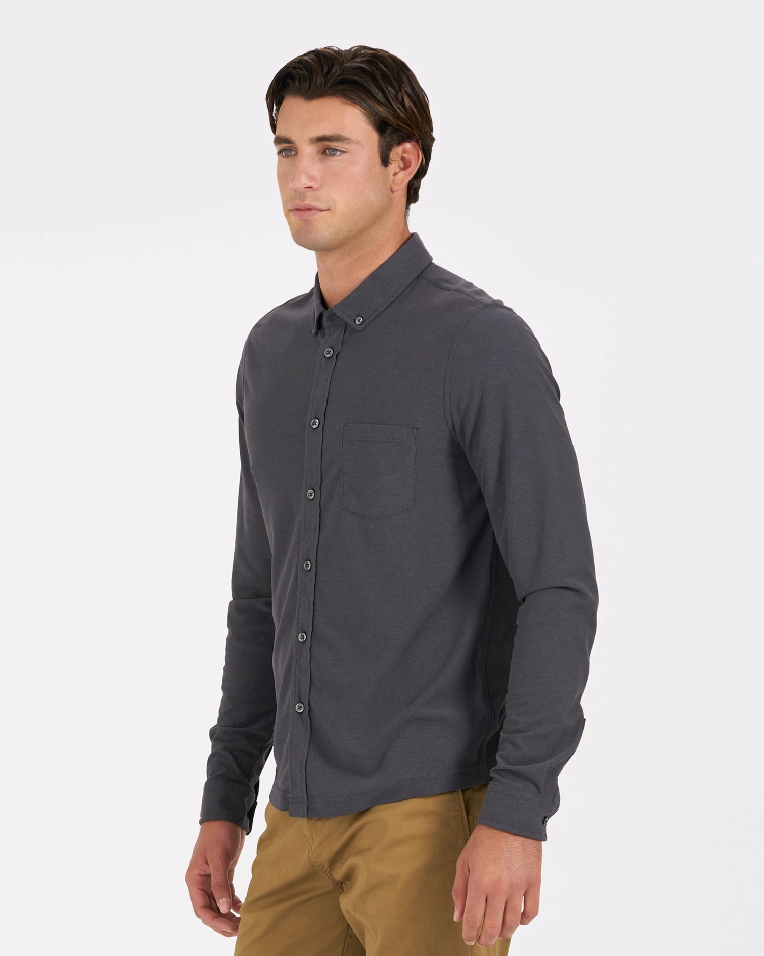 Long-Sleeve Ace Button-Down | Charcoal - Image 3
