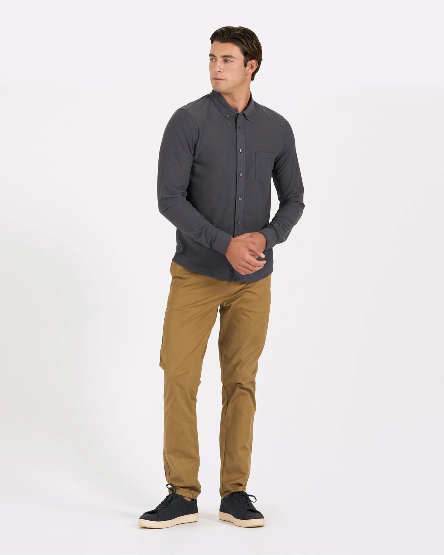 Long-Sleeve Ace Button-Down | Charcoal - Image 5