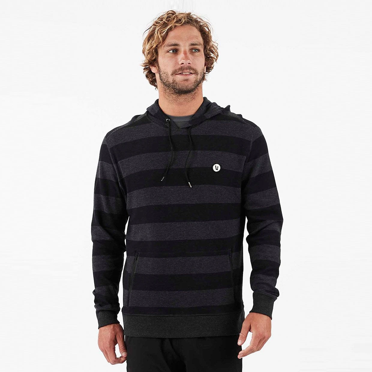 Clark Hoodie | Black Heather Stripe - Image 2