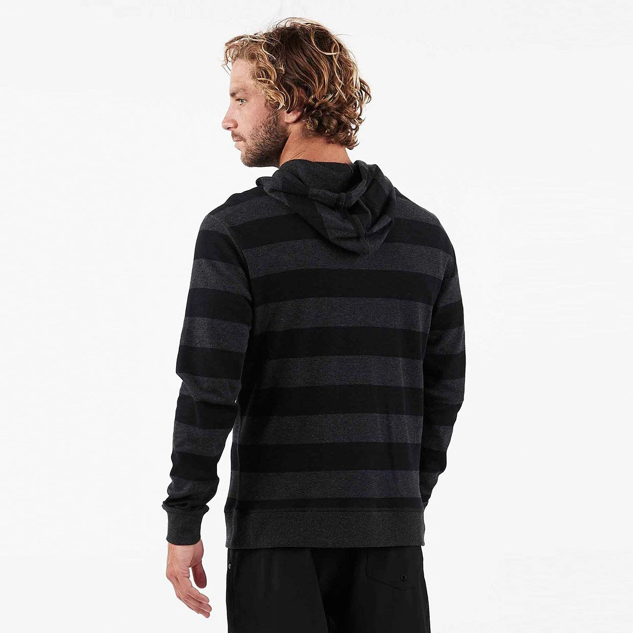 Clark Hoodie | Black Heather Stripe - Image 3