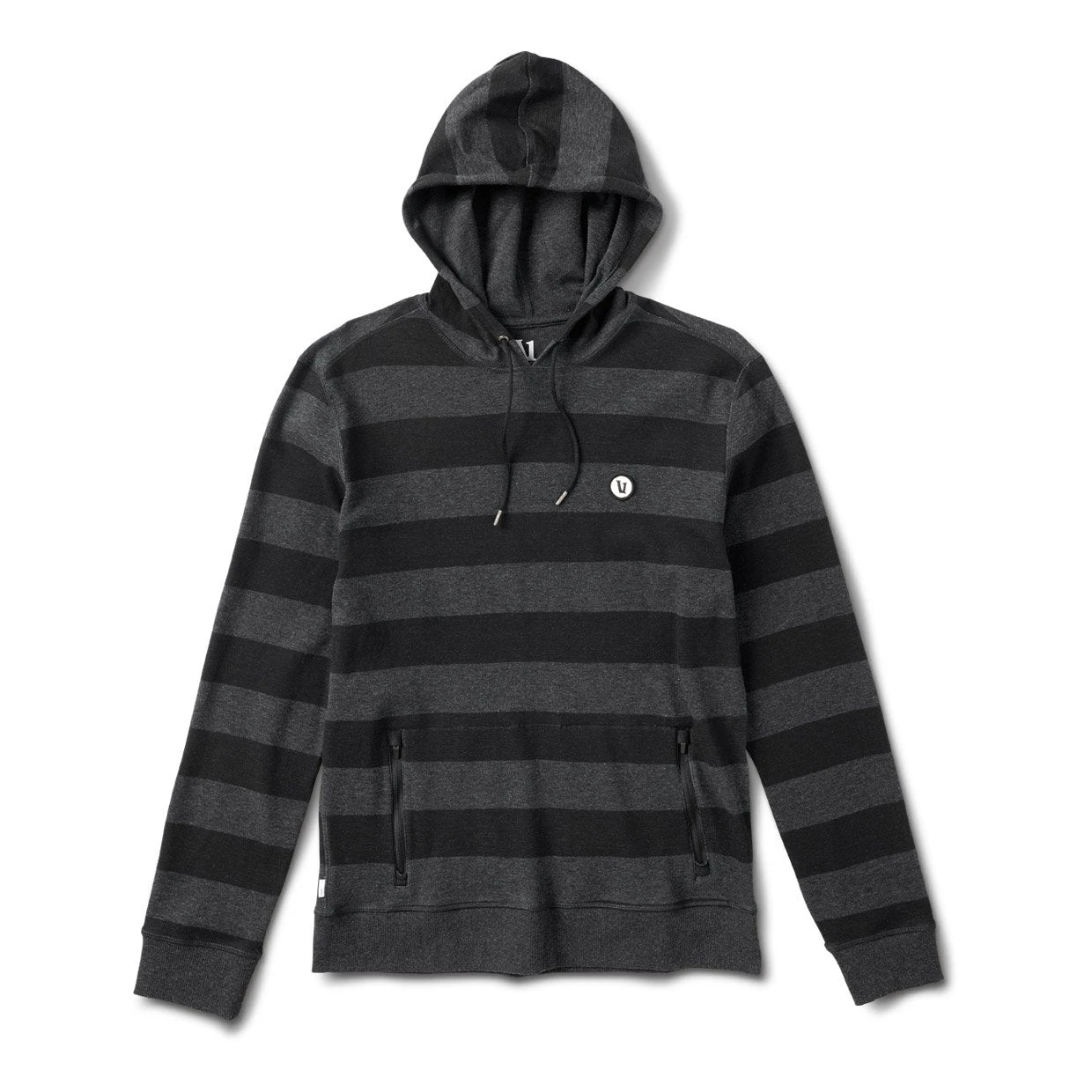Clark Hoodie | Black Heather Stripe