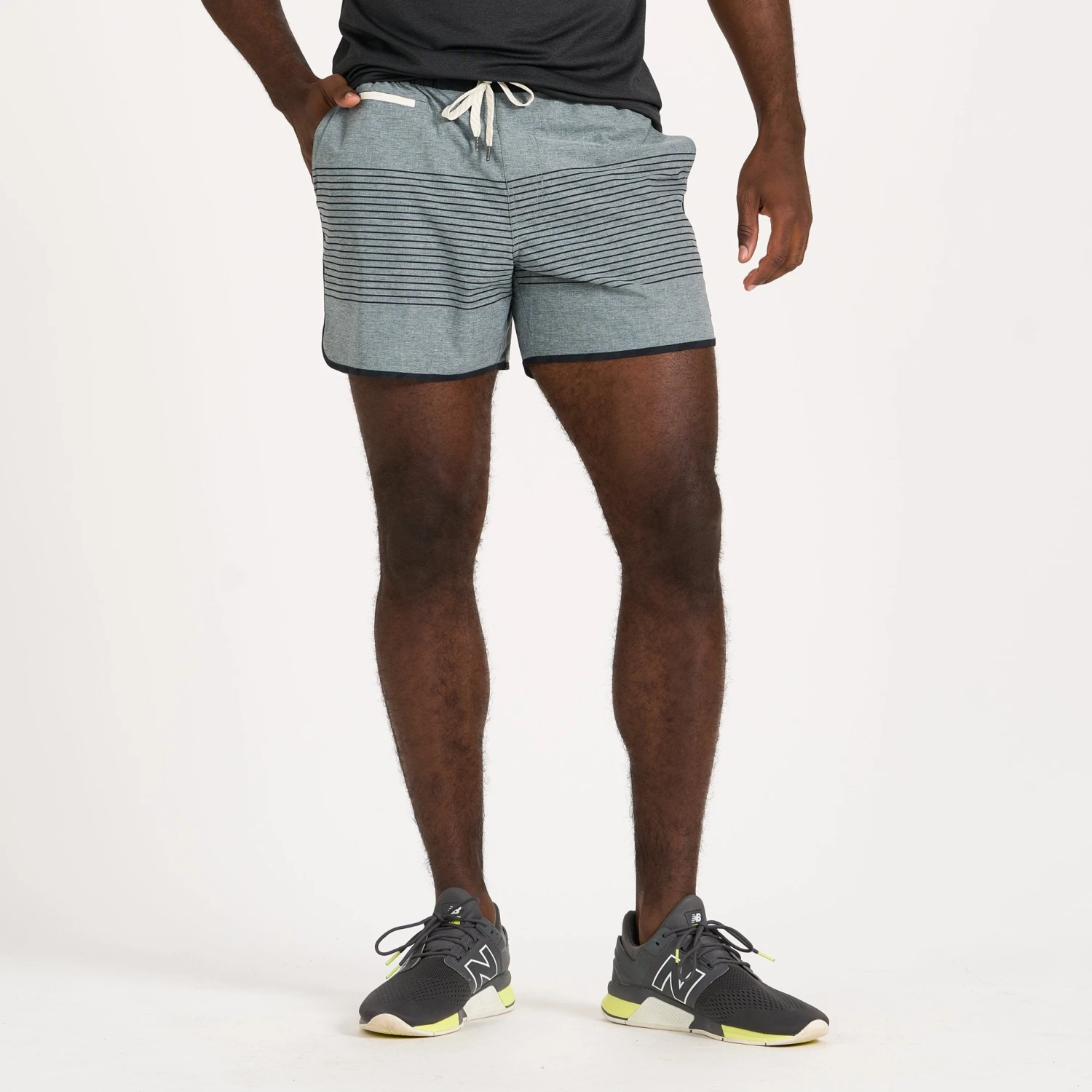 Banks Short 5" | Steel Blue Linen Texture Stripe - Image 2