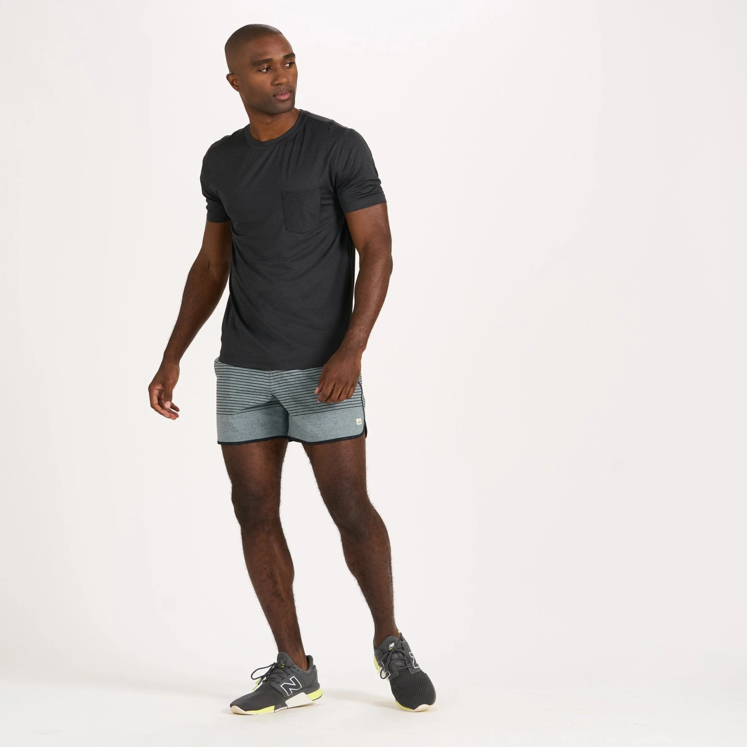 Banks Short 5" | Steel Blue Linen Texture Stripe - Image 4