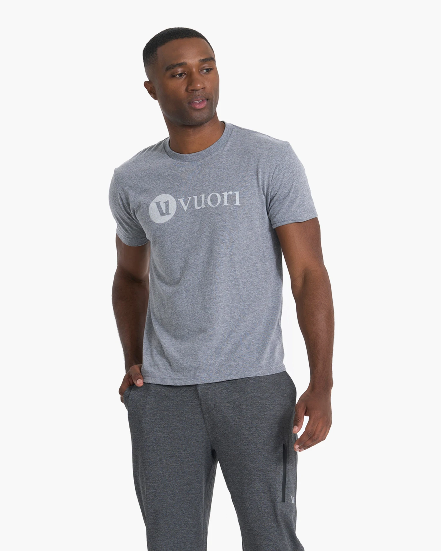 V1 Vuori Wordmark Logo Tee | Heather Grey Salt - Image 2