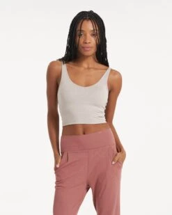 Halo Performance Crop | Oyster Heather