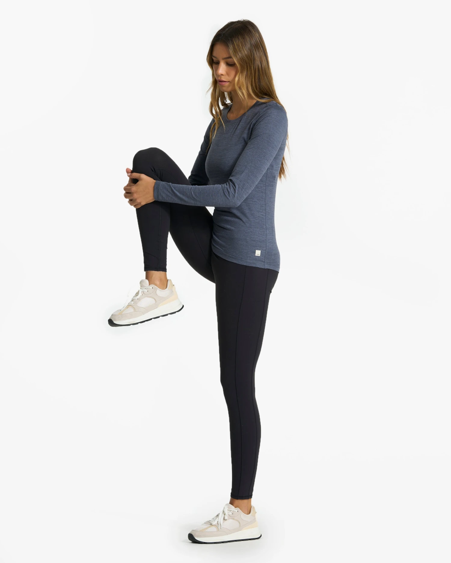 Long-Sleeve Lux Crew | Azure Heather - Image 5