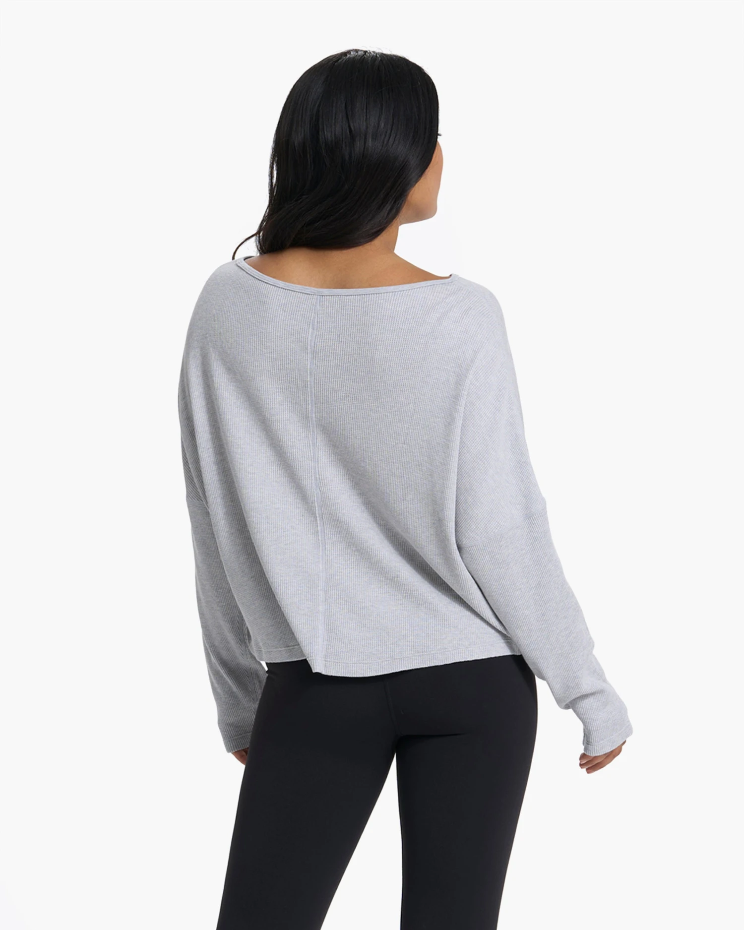 Slouchy Waffle Crew | Light Heather Grey - Image 4