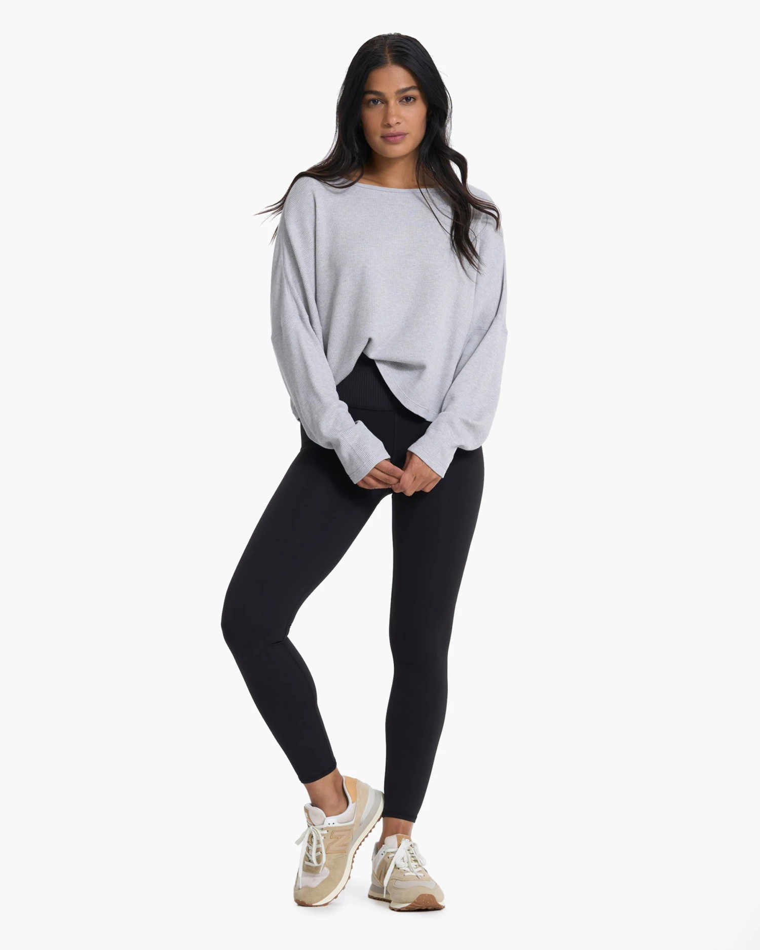 Slouchy Waffle Crew | Light Heather Grey - Image 5
