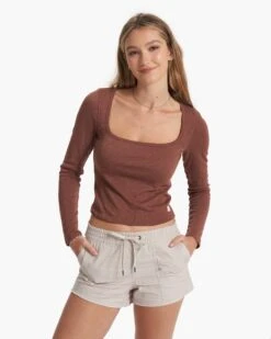 Long Sleeve Sunrise Square Neck | Hazelnut