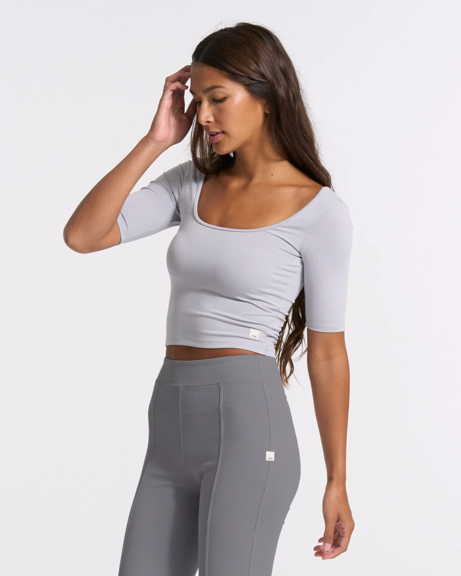 Lux Rib Avant Top | Pale Grey Heather - Image 2