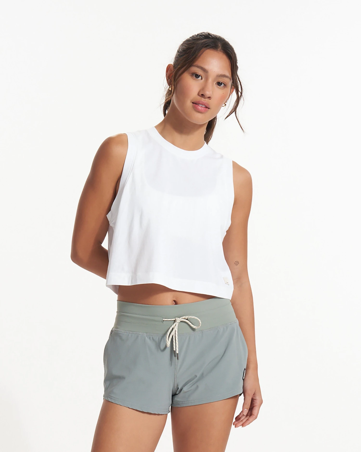 Feather Crop Tank | White