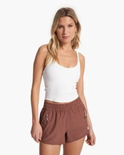 Rib Crop Tank | White