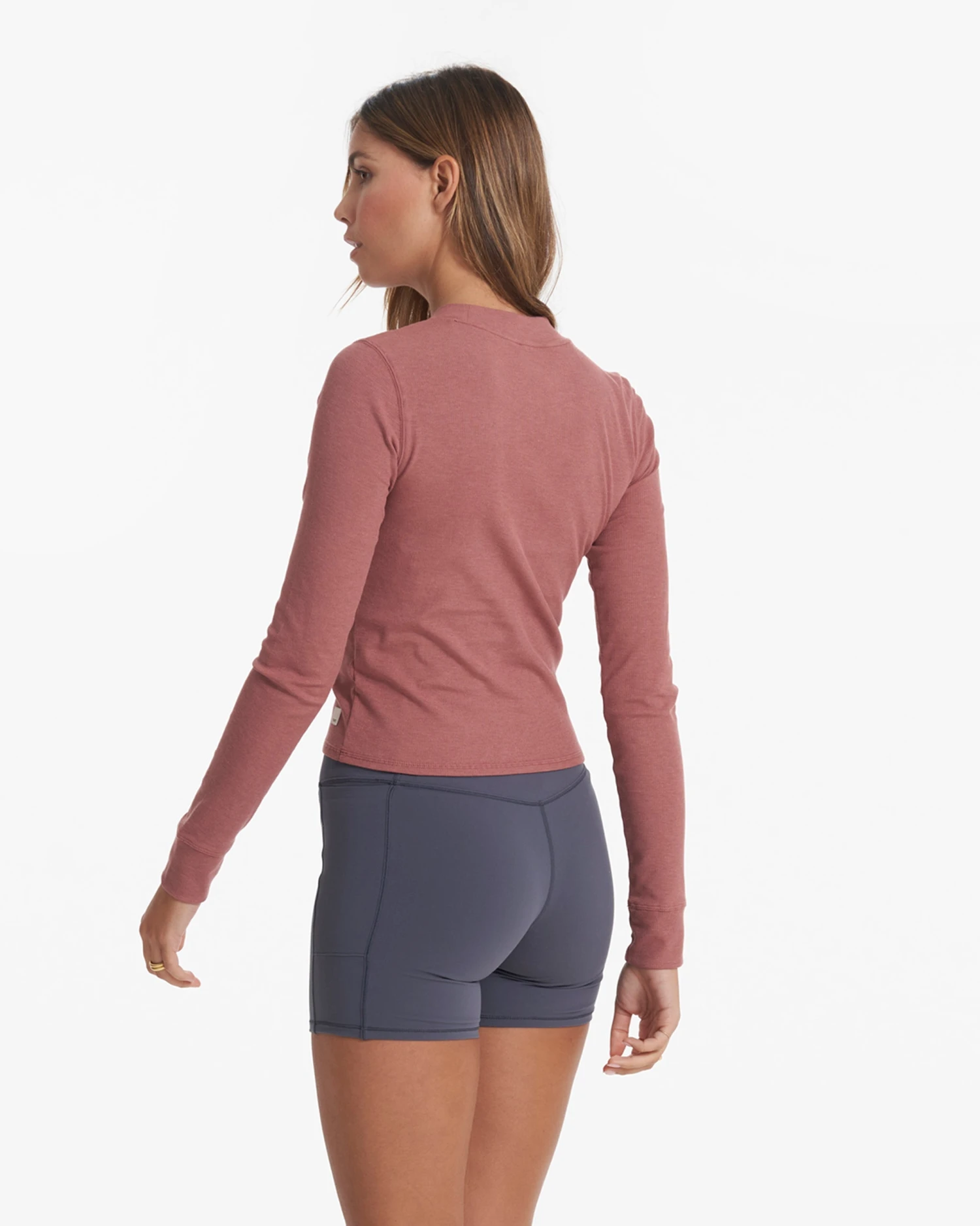 Long-Sleeve Pose Fitted Tee | Rosewood Heather - Image 3