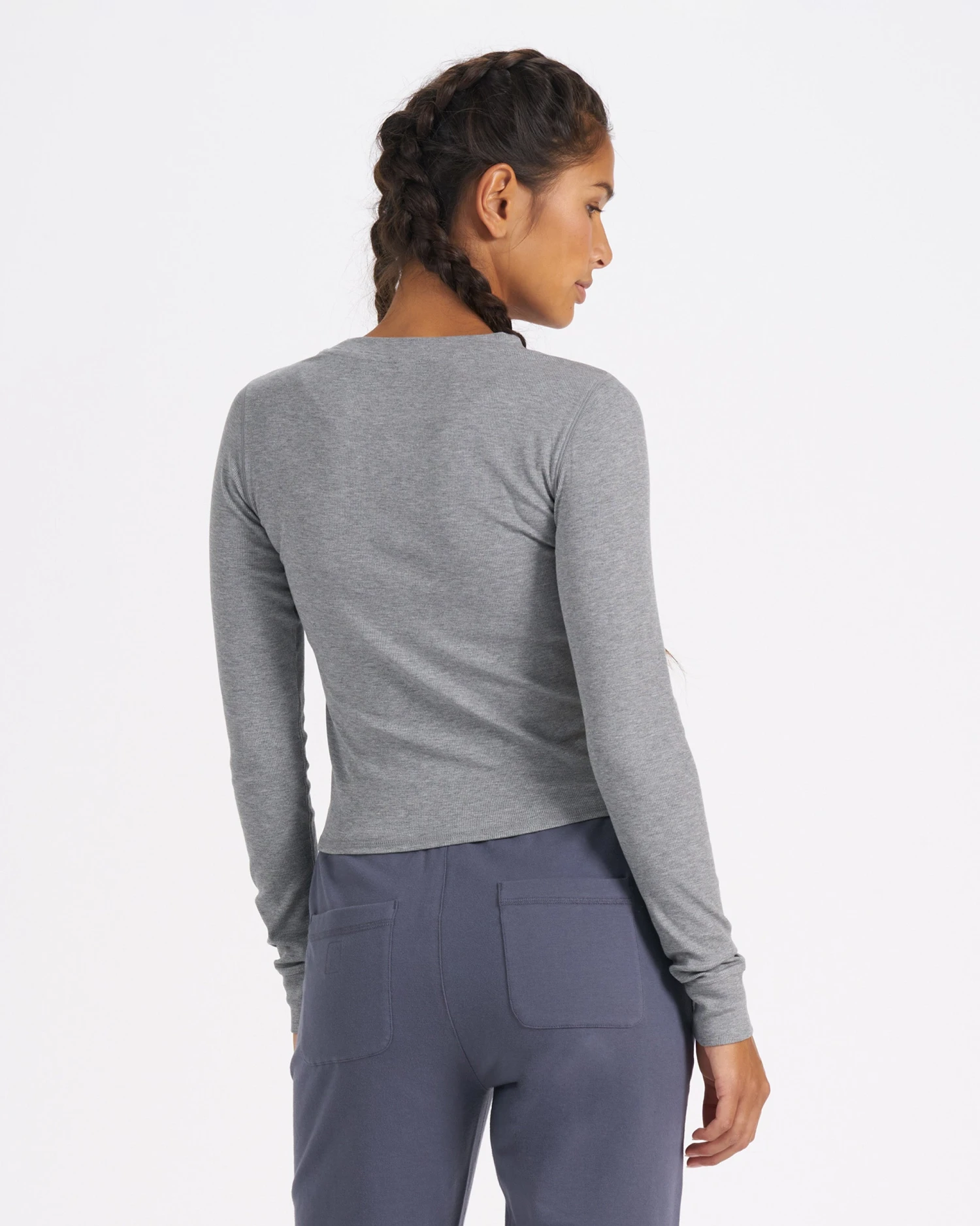 Long-Sleeve Pose Fitted Tee | Medium Heather Grey - Image 2