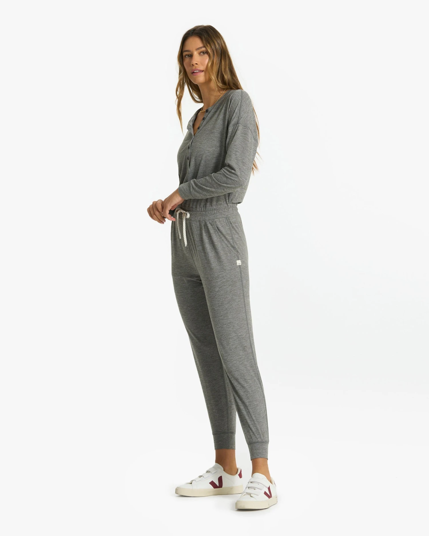 Lux Henley Jumpsuit | Heather Grey